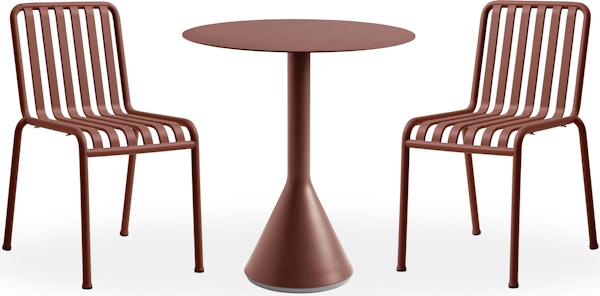 Palissade Cafe Set - Cone Table Round and 2 Side Chairs